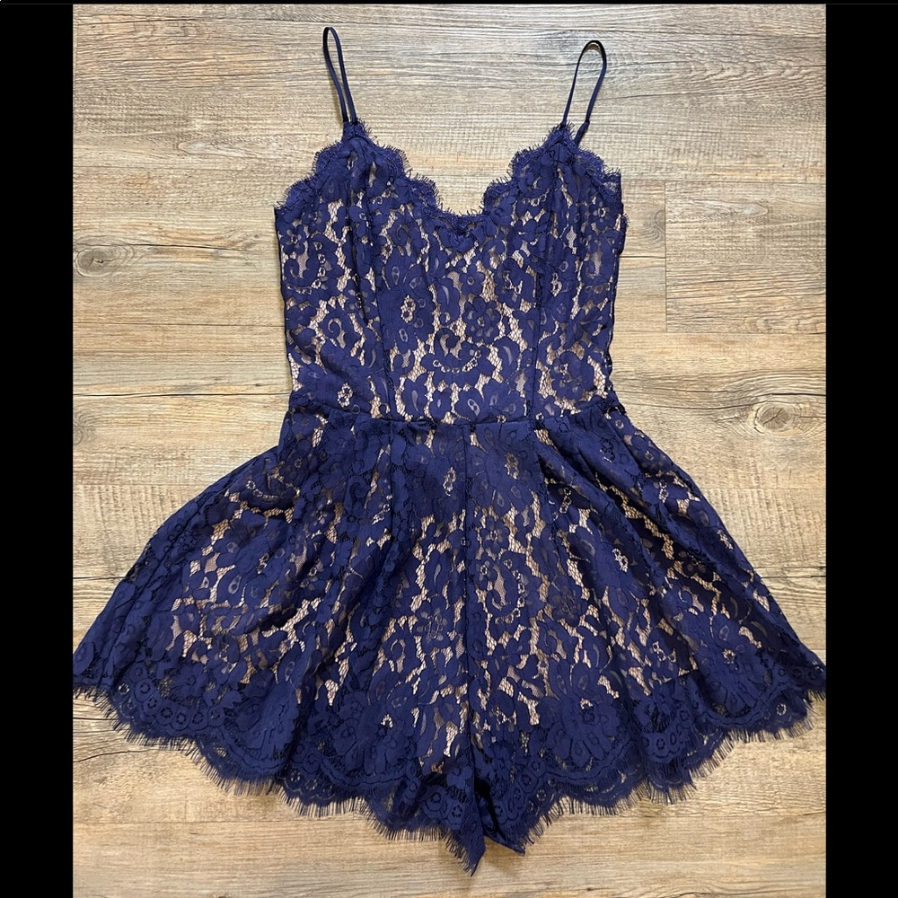 NWOT - H&M navy blue lace romper